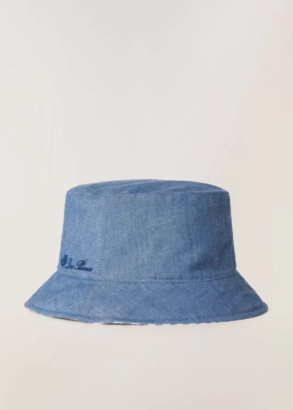 Hats*Loro Piana Bucket Hat Chambray Azure/Blue Soft Stripes