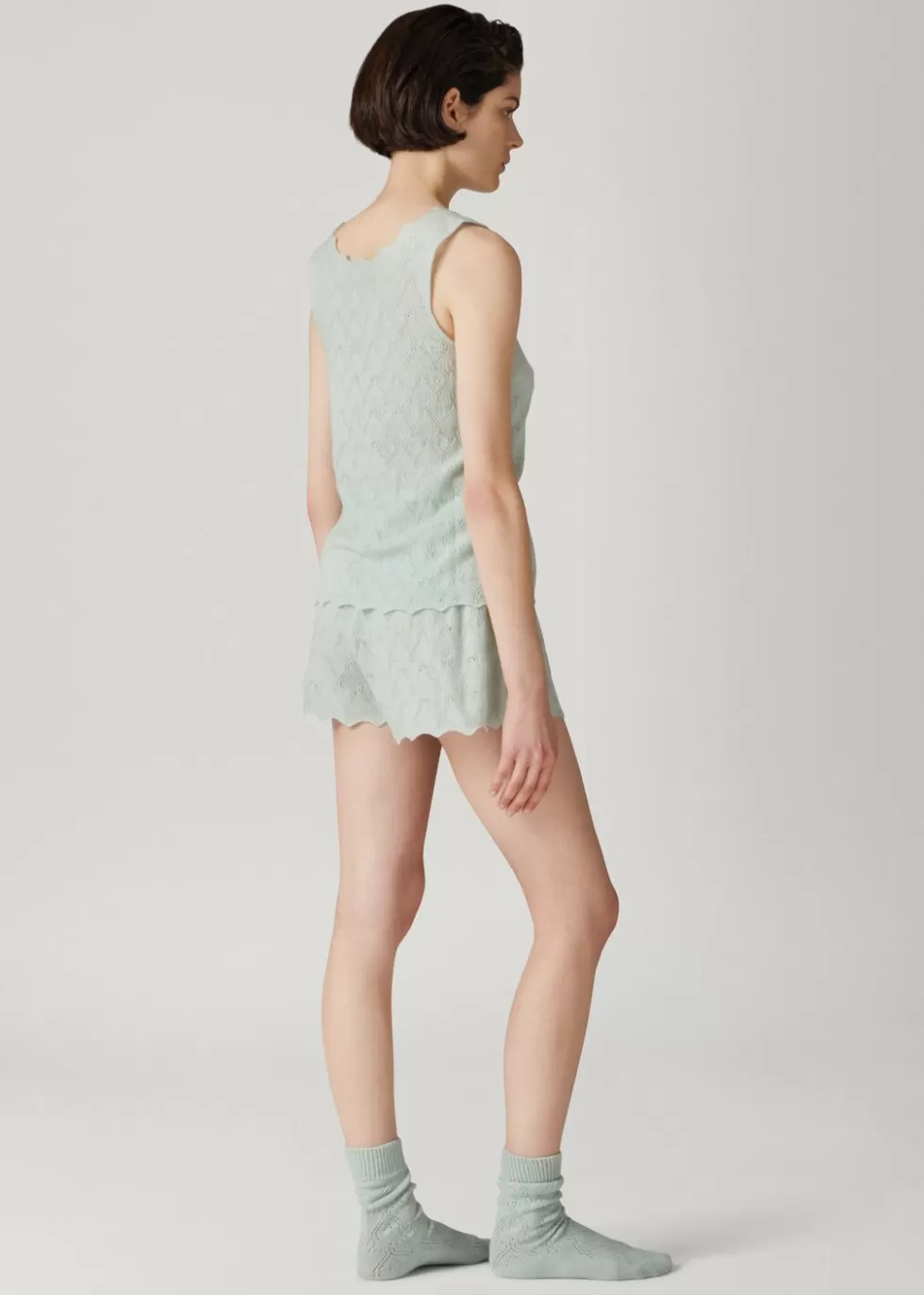 Knitwear*Loro Piana Cocooning Shorts Jade Gray