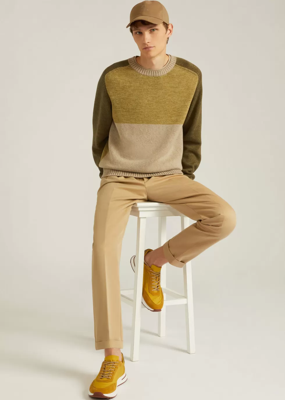 Knitwear*Loro Piana Guyot Crew Neck Mizzle Grey Green