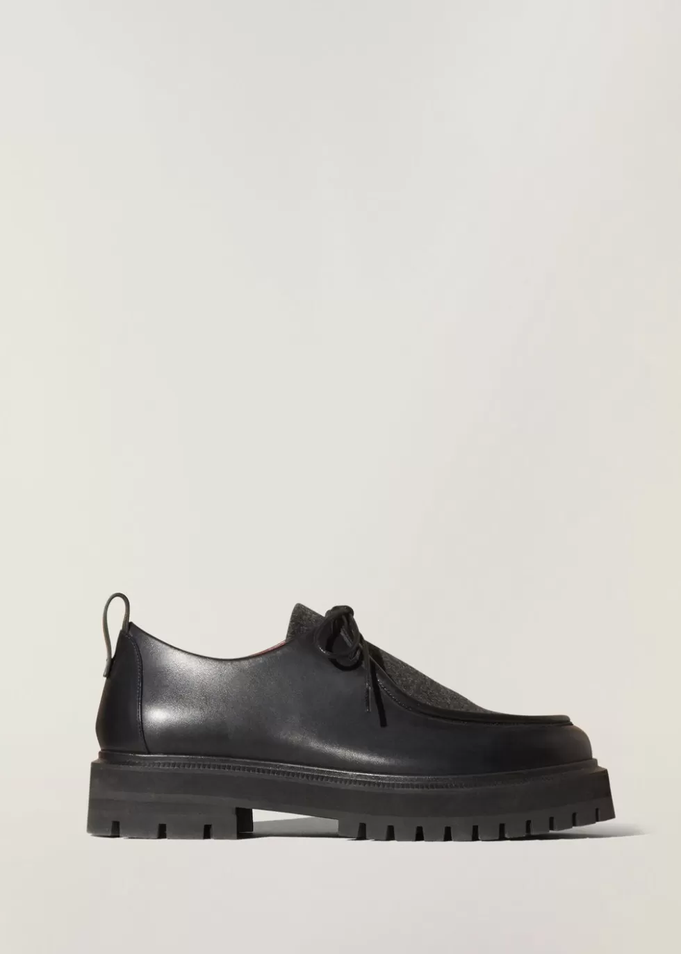 Loafers*Loro Piana Lomond Lace-Up Shoes Black/Dark Gray Melange