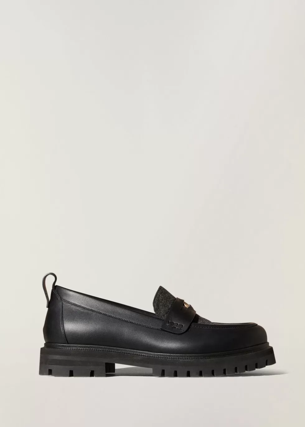 Loafers*Loro Piana Lomond Loafers Black/Dark Gray Melange
