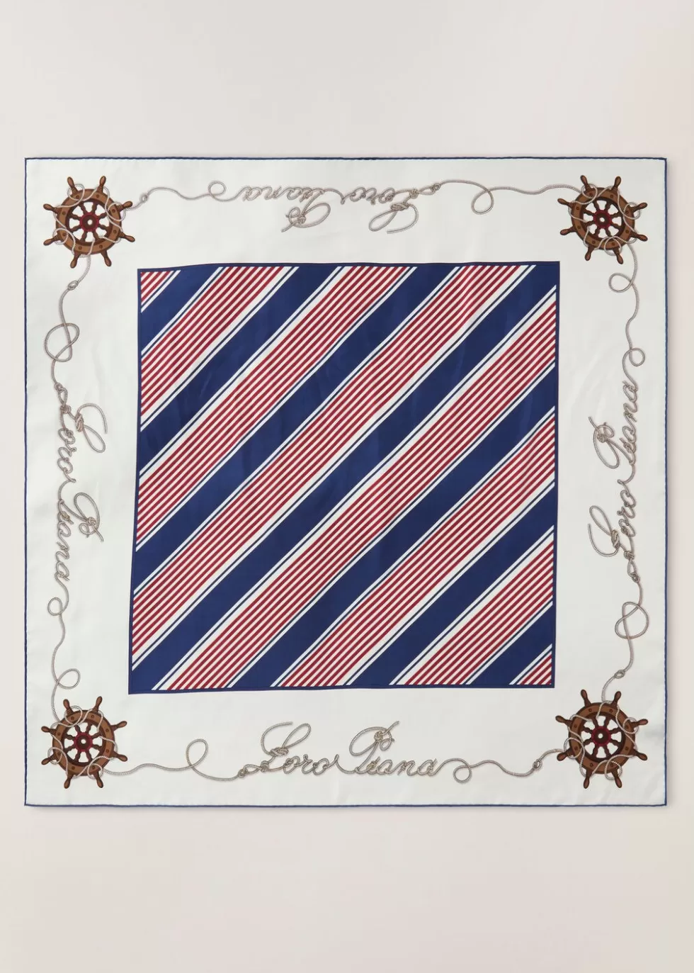 Stoles*Loro Piana Nautical Foulard White/Garnet/Bluette