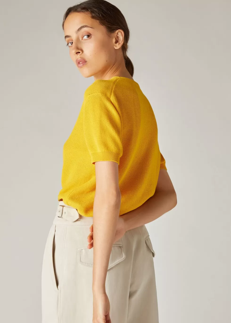 Top And T-Shirts*Loro Piana Paraggi Crew Neck Sunny Yellow