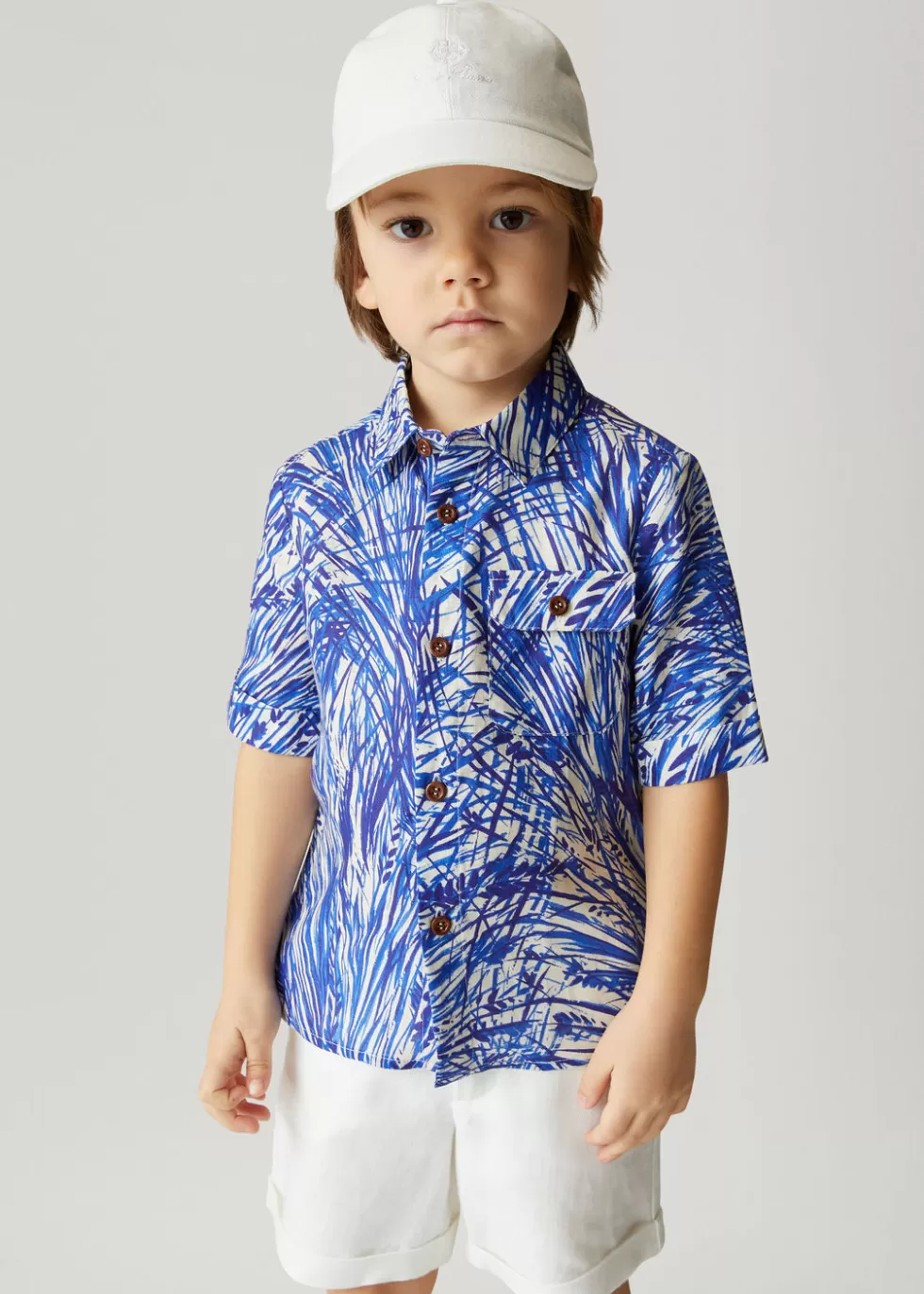 Clothing*Loro Piana Robby Shirt Blue Riviera + White