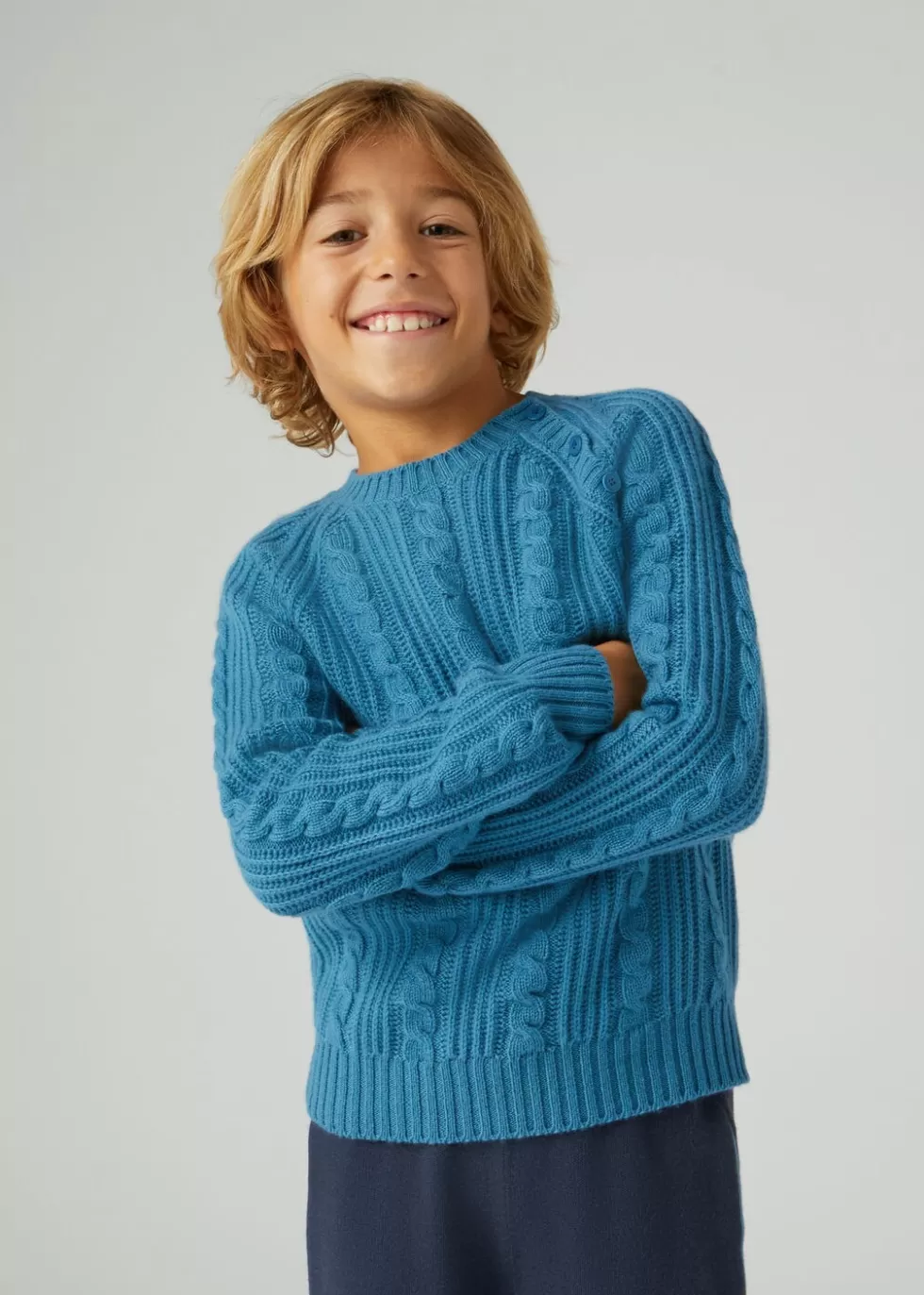 Clothing*Loro Piana Softness Kid's Crew Neck Wild River