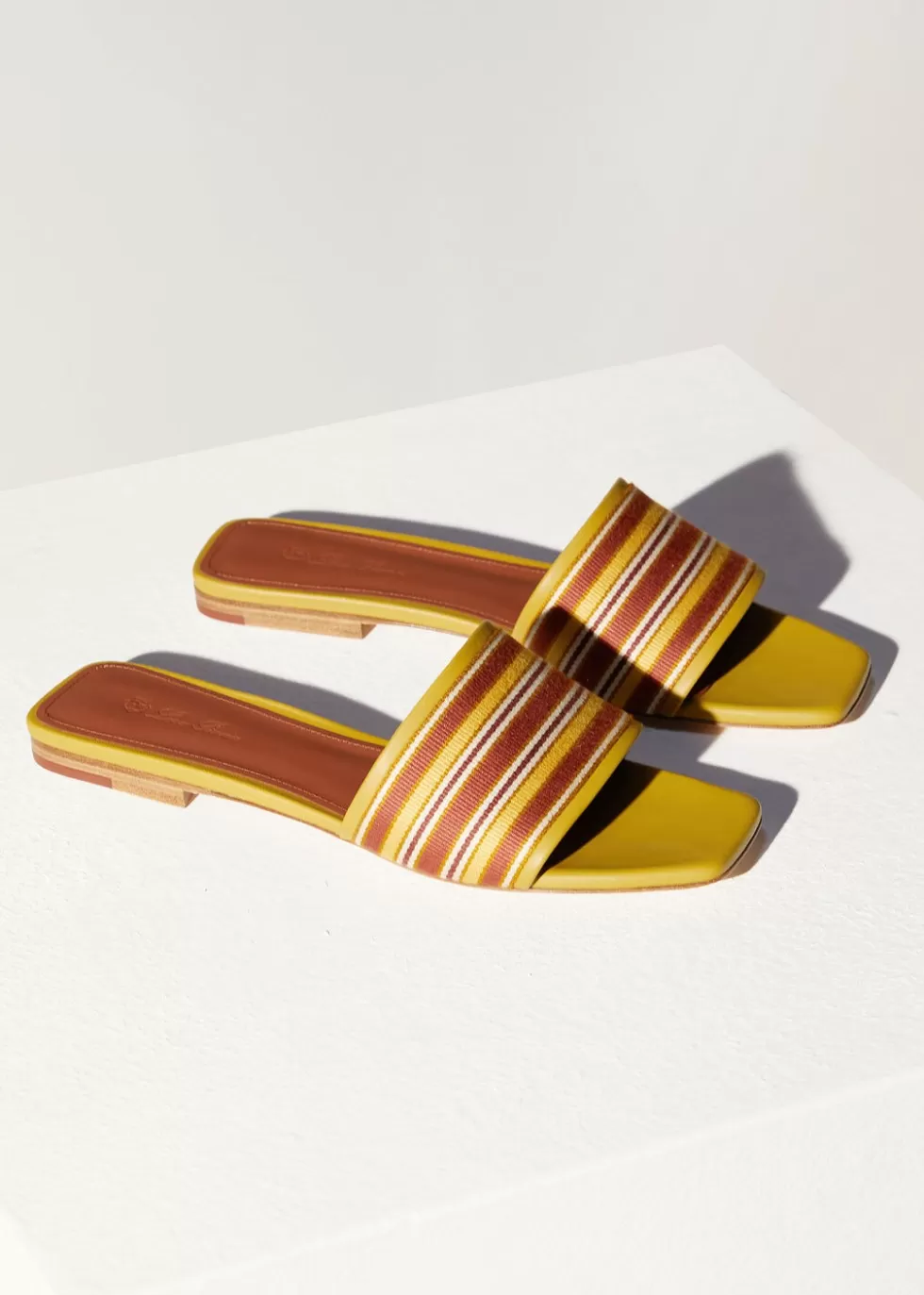 Sandals And Espadrillas*Loro Piana The Suitcase Stripe Sandals Orange Mustard Stripes